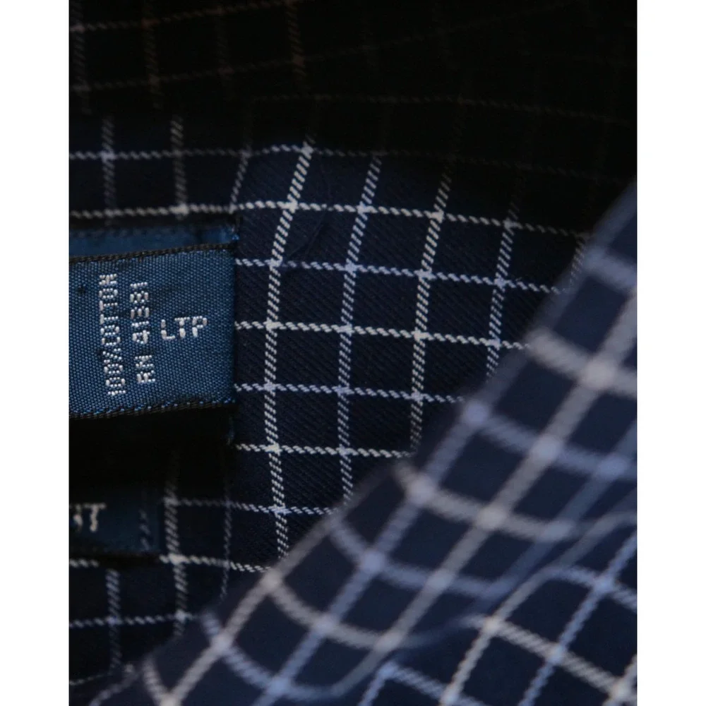 Polo Ralph Lauren Classic Fit Mens 4XLT Navy Blue Check Plaid Button Up Shirt